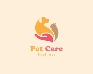 pet care logo creative animal concept hand food health care illustration vector