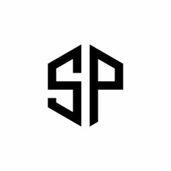 Creative monogram letter logo hexagon initials SP