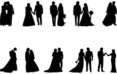 Wedding Couple Silhouette Silhouette Vector cut files