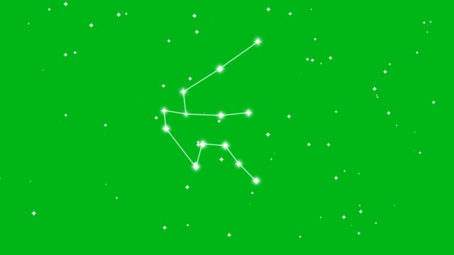 Representation of zodiac sign Aquarius with twinkling stars on green screen background