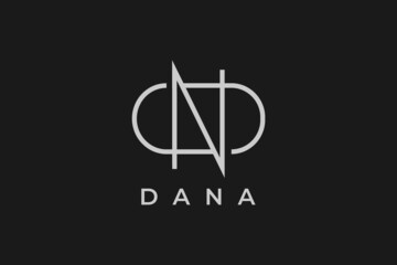 logo name Dana, usable logo design for private logo, business name card web icon, social media icon - obrazy, fototapety, plakaty