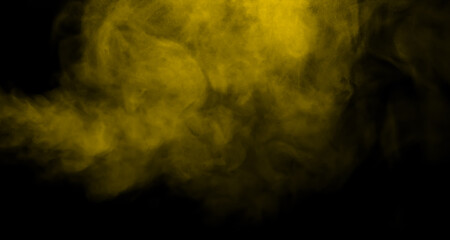 yellow-gold smoke steam isolated black background
