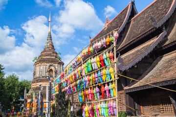 Beautiful lantern Yeepeng Festival in Chaing Mai at Wat Lok Mo Lee Temple
