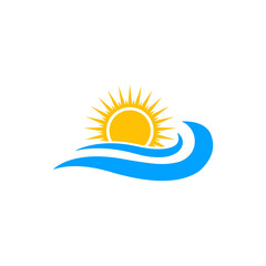 sun wave logo icon design template vector