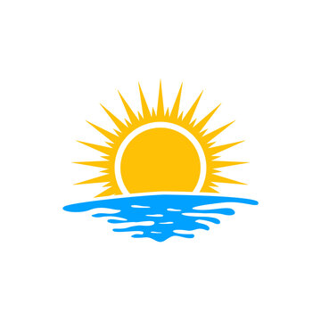 sun beach logo icon design template vector