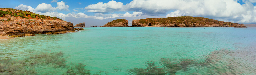 Blue lagoon on the island of Malta