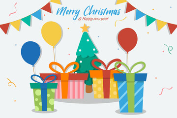 Vector illustration for celebration Merry Christmas and Happy New Year concept.