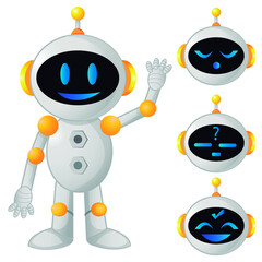 robot cabeza redonda con diferentes expreciones