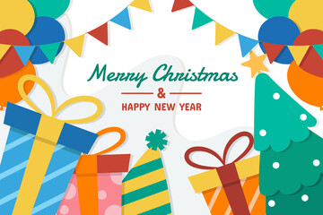 Fototapeta premium Vector illustration for celebration Merry Christmas and Happy New Year concept.