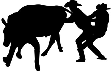 Wild Cow Milking Silhouette Vector