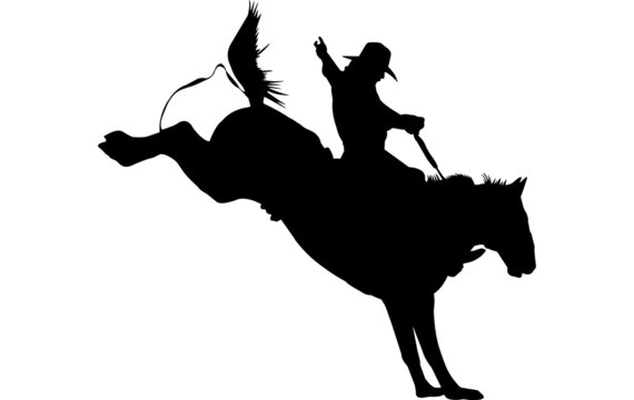 Bronc Riding Silhouette Vector