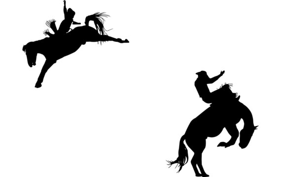 Bare Back Bronc Silhouette Vector
