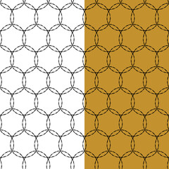 Naklejka premium Hand drawn ink brush seamless pattern. Neutral circle grid backdrop. White, yellow mustard easy editable color background. Vector