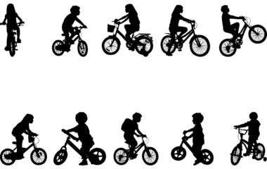 Kid on Bike Silhouette Vector