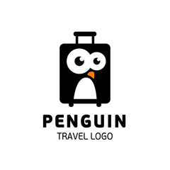 Penguin travel logo Suitcase logo Penguin logo