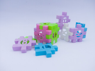 colorful plastic letter and number puzzle toys for kids