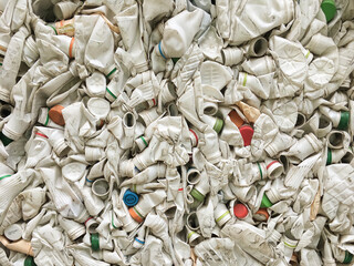 pressed plastic white bottles. waste. processing. ecology.