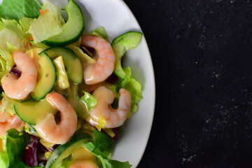 salad with avocado and shrimps
