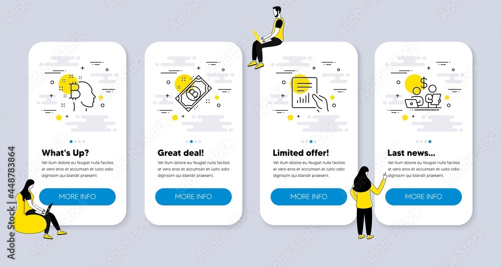 Aufkleber vector set of finance icons related to bitcoin, bitcoin think and document icons. ui phone app scree