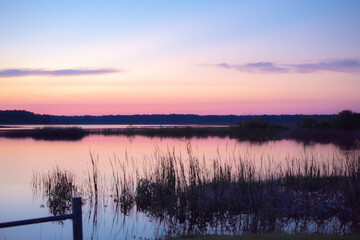 Fototapeta premium sunset over the lake