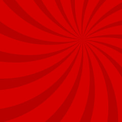 Sunlight spiral rays background. Red swirl focus background. Vector illustration.