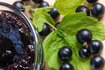 Ripe black currant berries