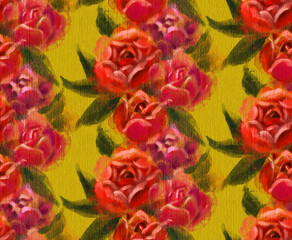 Seamless pattern with bright spring flowers