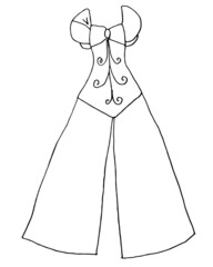 Doodle hand drawing with kid clothes. Vector illustration of lines and coloring pages for kids