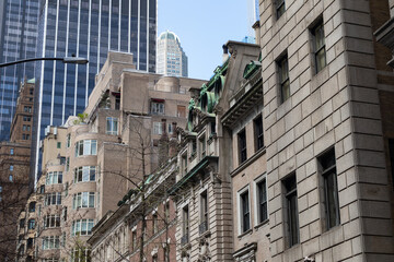 Fototapeta na wymiar Row of Old Mansions and Residential Buildings in Midtown Manhattan of New York City