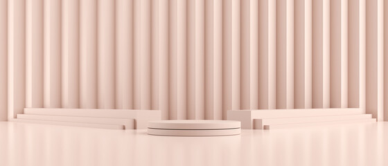 Abstract Modern Architecture Background, Empty interior design there are stairs on both sides,3d Modern Rendering.