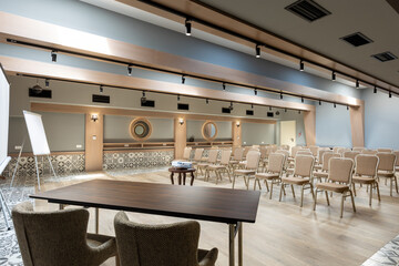 Interior of an empty hotel meeting room