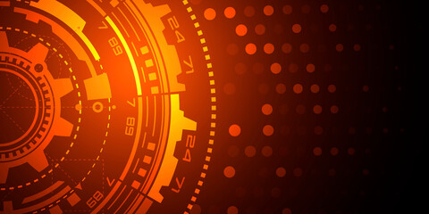 Neon technology background.Cogwheel Vector illustration.Hud Futuristic .Technologies of the future.