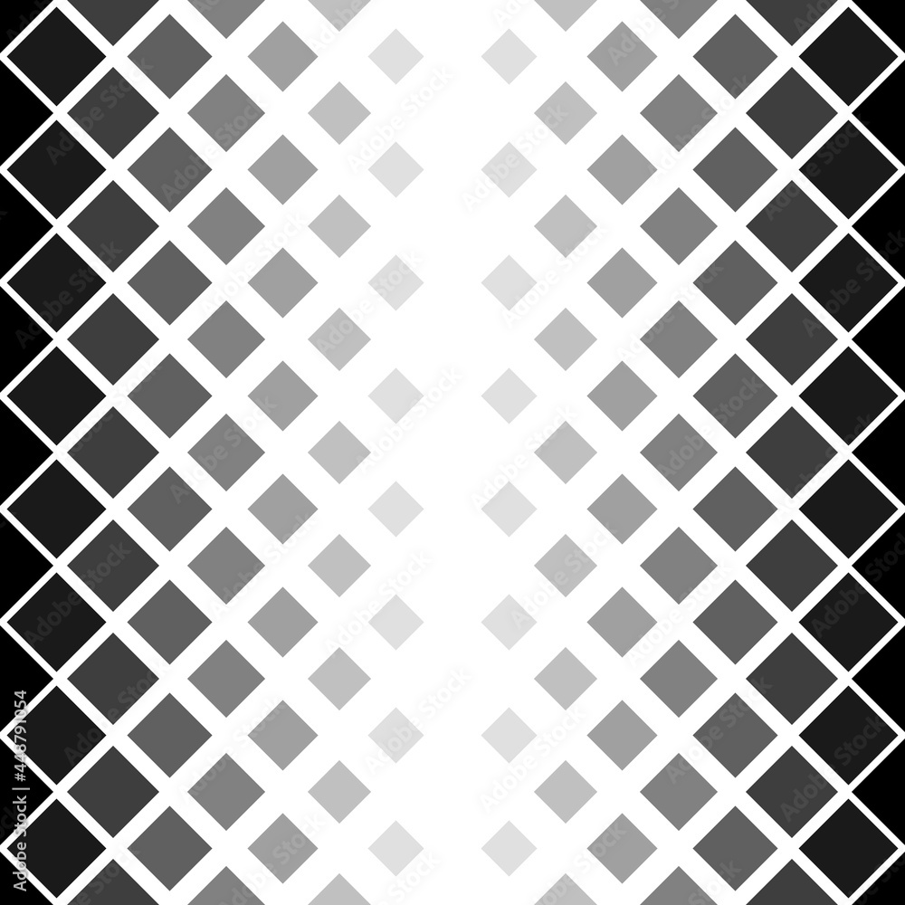 Poster gradient black squares ornament. vector diagonal squares and white space center.