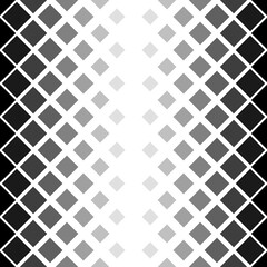 Gradient black squares ornament. Vector diagonal squares and white space center.