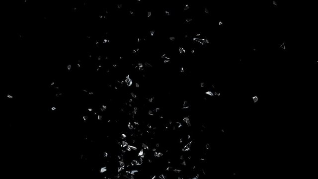 Glass Breaked with shatter and debris include black and white alpha matte. 3d illustration.