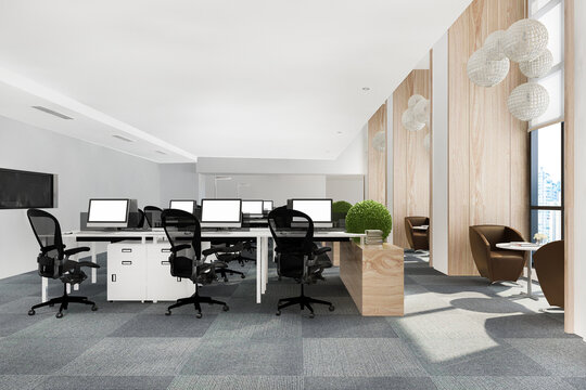 3d rendering loft business meeting and working room on office building