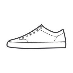 Shoes sneaker outline drawing vector