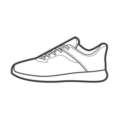 Shoes sneaker outline drawing vector