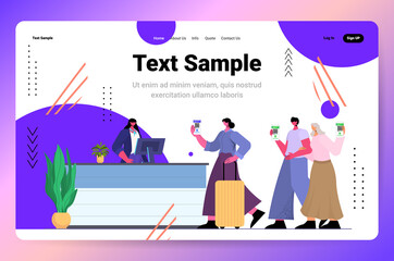 travelers using digital immunity passports at check in airport counter risk free covid-19 pcr certificate coronavirus immunity