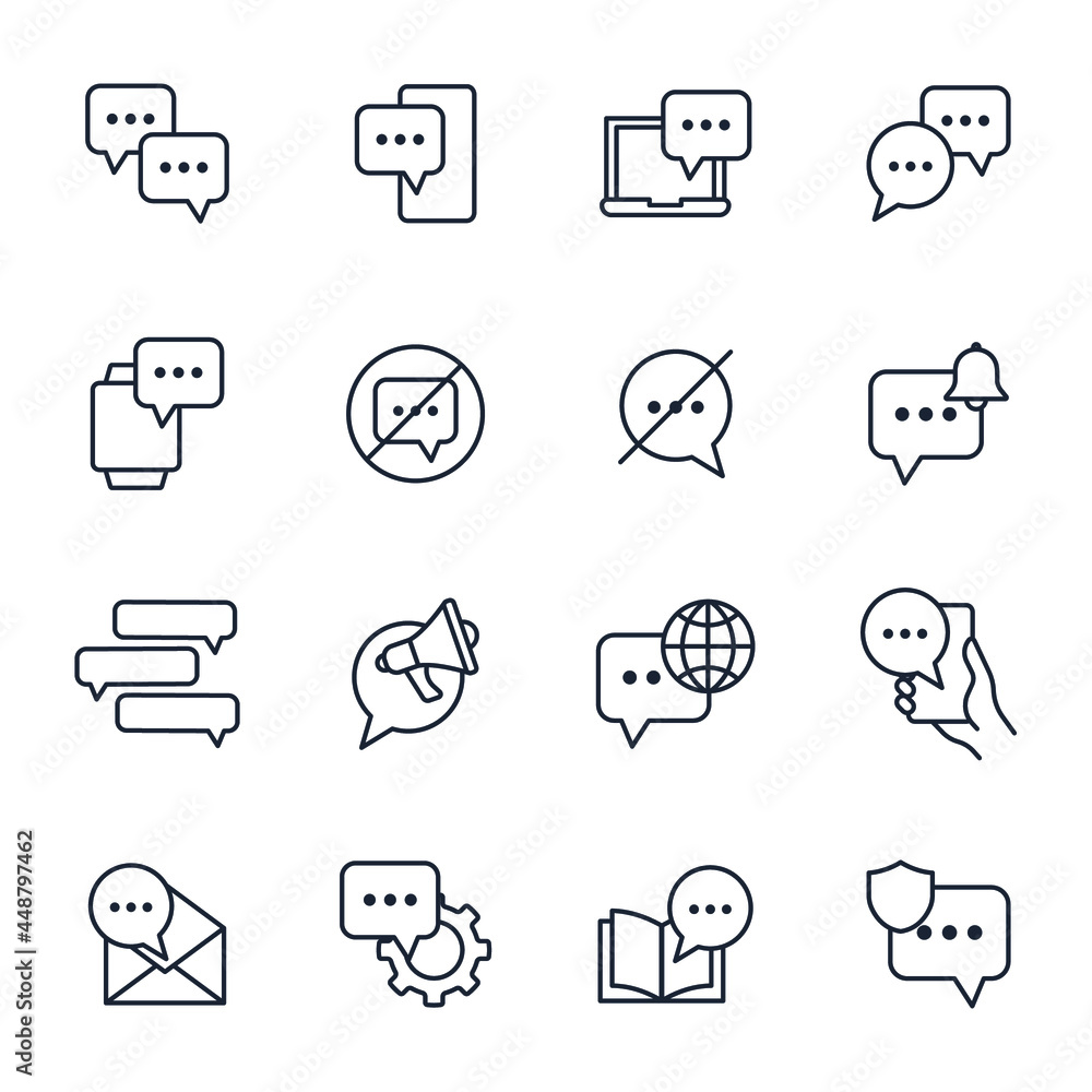 Poster set of chat and message elements symbol template for graphic and web design collection logo vector i