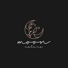 moon nature beautiful concept vector logo design
