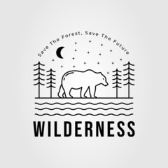 wild bear or wildlife or grizzly logo vector illustration design
