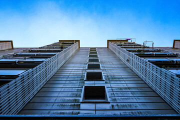 suburban buildings of Rozzano, Milan, Lombardy, Italy.