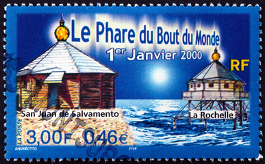 Postage stamp France 2000 San Juan de Salvamento lighthouse