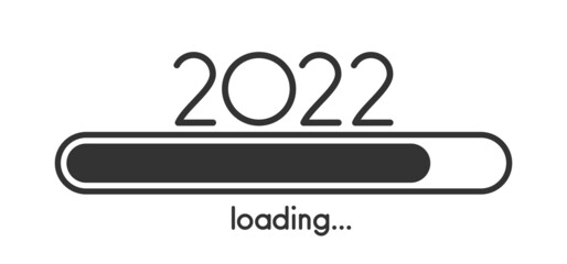 Black progress bar with loading 2022 sign.