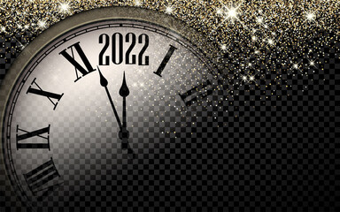 Fototapeta na wymiar Clock showing 2022 half hidden.