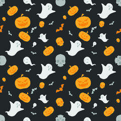 seamless pattern with halloween pumpkins