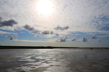 The Wadden Sea National Park near the Peninsula Nordstrand in Germany, Europe