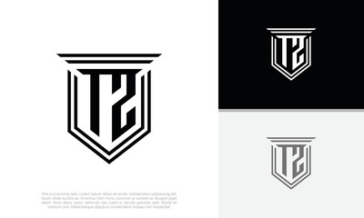 Initials TZ logo design. Luxury shield letter logo design.