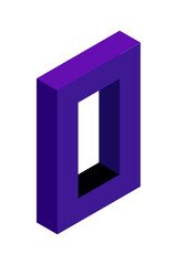 Dark blue number 0 in isometric style. Isolated on white background. Learning numbers, serial number, price, place.